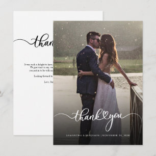 Modern Wedding Couple Photo Thank You Note Card