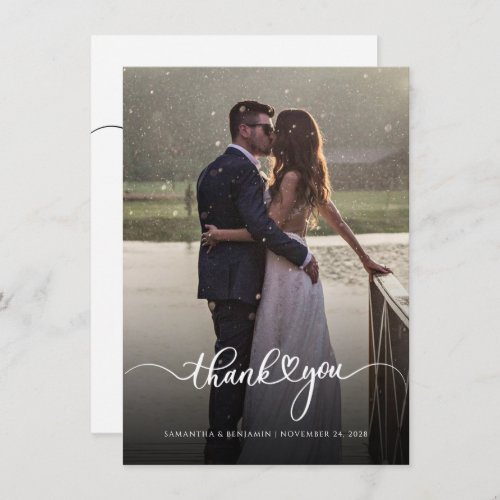 Modern Wedding Couple Photo Thank You Note Card