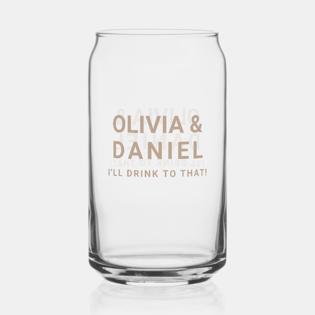 Modern Wedding Cups Can Glass (Front)