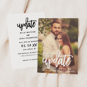 Modern Wedding Date Update Announcement Photo