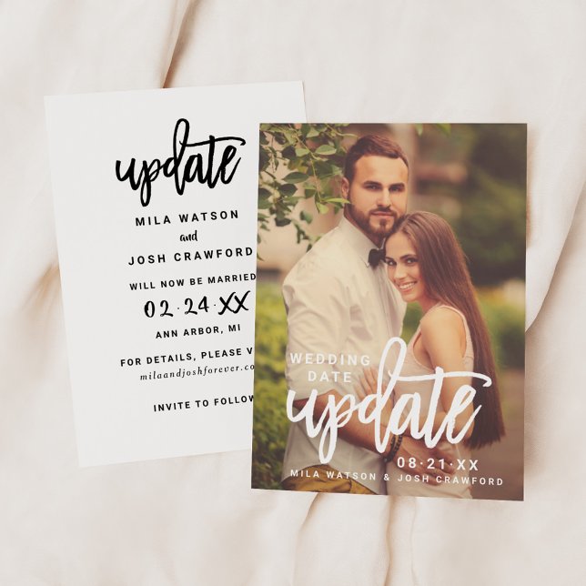 Modern Wedding Date Update Announcement Photo (Creator Uploaded)