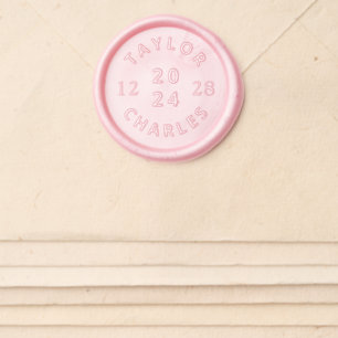 Modern Wedding Date with Names Wax Seal Sticker