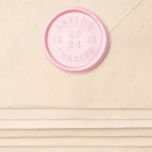 Modern Wedding Date with Names Wax Seal Sticker