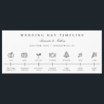 Modern Wedding Day Timeline Icon Itinerary Program<br><div class="desc">Modern minimalist,  wedding day icons,  timeline itinerary program. Features,  rings,  camera,  cocktail,  dinner setting,  cake,  music note and confetti icons.</div>