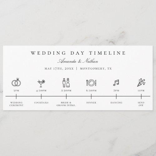 Modern Wedding Day Timeline Icon Itinerary Program