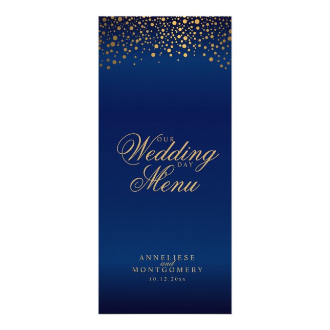 Modern Wedding Day Trendy Gold Dots - Menu (Front)