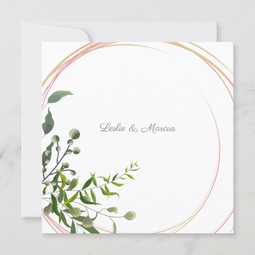 Modern Wedding Desing with Leaves Invitation