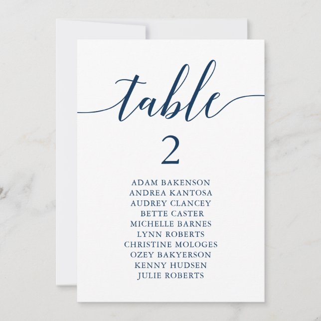 Modern Wedding Dinner Guest Setting Chart Card  (Front)
