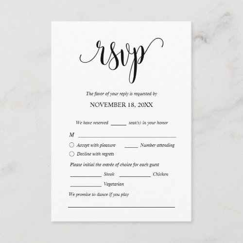 Modern Wedding Dinner Invites RSVP Enclosed Card