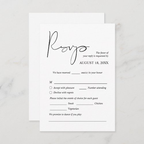 Modern Wedding Dinner Invites RSVP Enclosed Cards