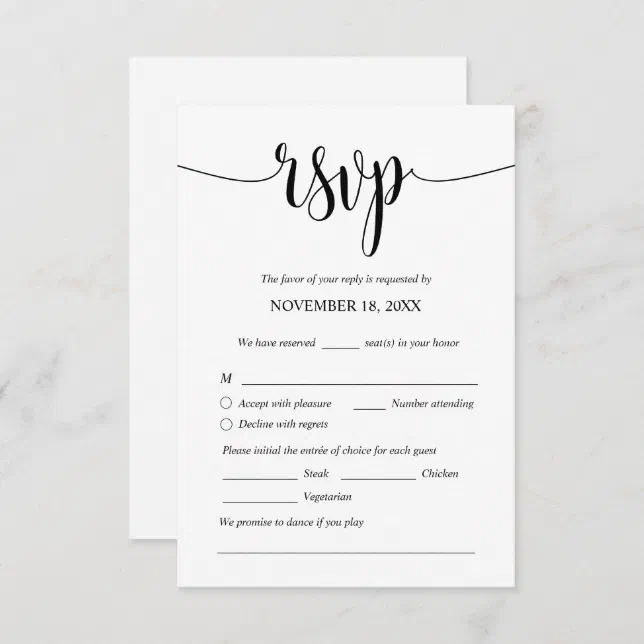 Modern Wedding Dinner Invites RSVP Enclosed Cards | Zazzle