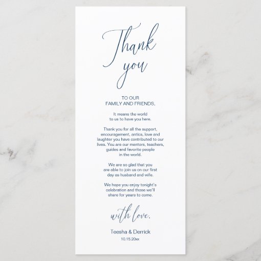 Modern Wedding Dinner Place Setting Thank You Card | Zazzle