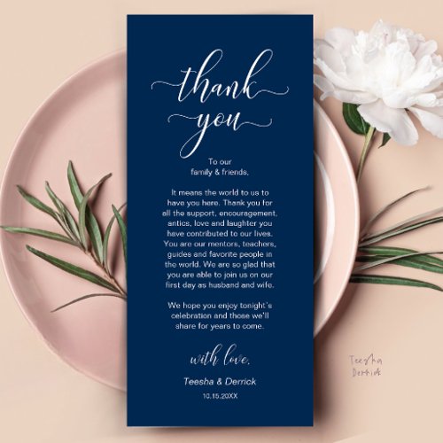 Modern Wedding Dinner Place Setting Thank You Card