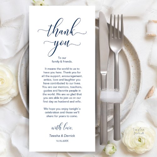 Modern Wedding Dinner Place Setting Thank You Card