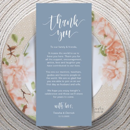 Modern Wedding Dinner Place Setting Thank You Card