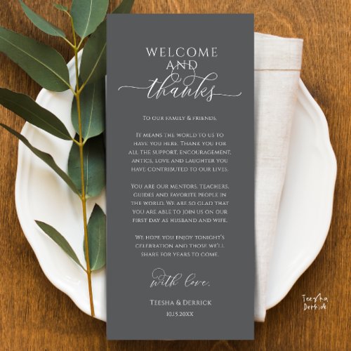 Modern Wedding Dinner Place Setting Thank You Card