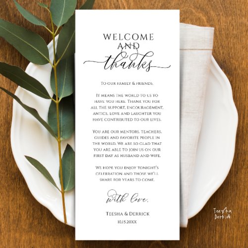 Modern Wedding Dinner Place Setting Thank You Card