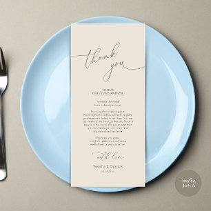 Modern Wedding Dinner Place Setting Thank You Card