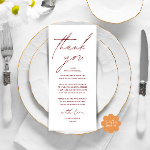 Modern Wedding Dinner Place Setting Thank You Card