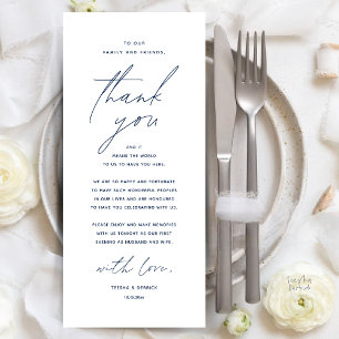 Modern Wedding Dinner Place Setting Thank You Card
