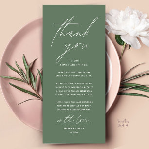 Modern Wedding Dinner Place Setting Thank You Card