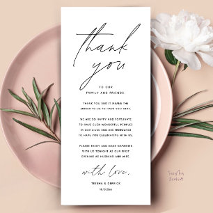 Modern Wedding Dinner Place Setting Thank You Card