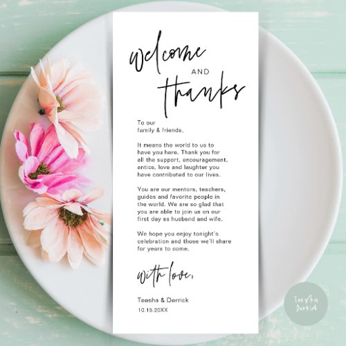 Modern Wedding Dinner Place Setting Thank You Card