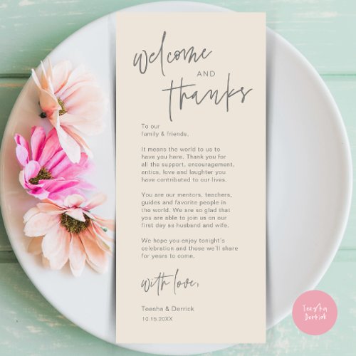 Modern Wedding Dinner Place Setting Thank You Card