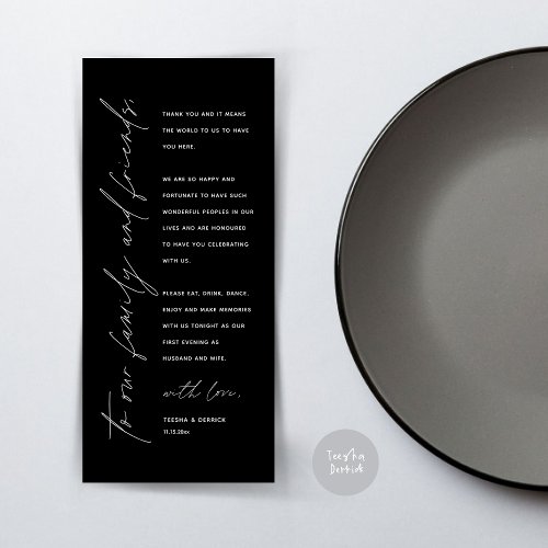 Modern Wedding Dinner Place Setting Thank You Card