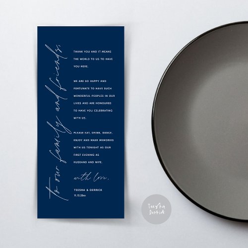 Modern Wedding Dinner Place Setting Thank You Card