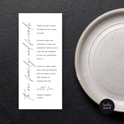 Modern Wedding Dinner Place Setting Thank You Card