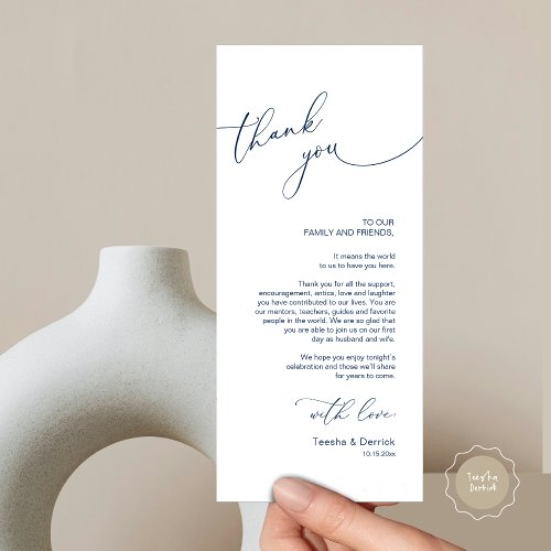 Modern Wedding Dinner Place Setting Thank You Card