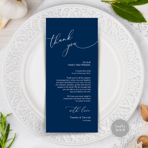 Modern Wedding Dinner Place Setting Thank You Card