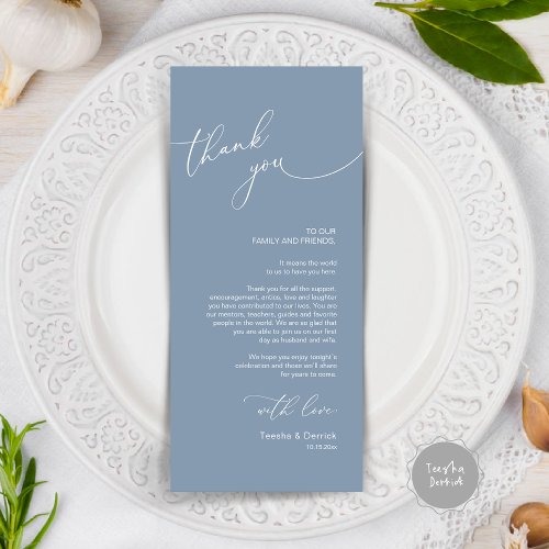 Modern Wedding Dinner Place Setting Thank You Card