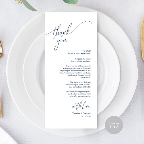 Modern Wedding Dinner Place Setting Thank You Card