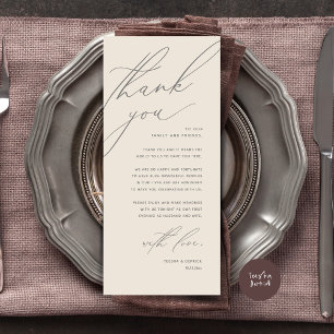 Modern Wedding Dinner Place Setting Thank You Card