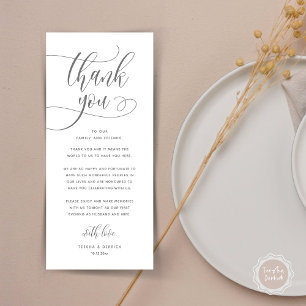 Modern Wedding Dinner Place Setting Thank You Card