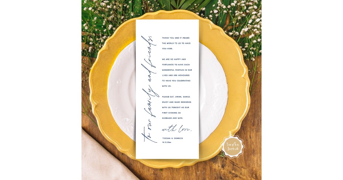Modern Wedding Dinner Place Setting Thank You Card | Zazzle