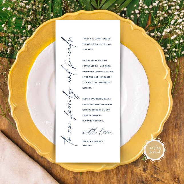 Modern Wedding Dinner Place Setting Thank You Card (Modern Wedding Dinner Place Setting Thank You Card in Classy Navy Blue)