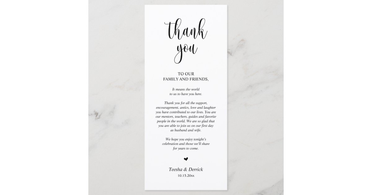 Modern Wedding Dinner Place Setting Thank You Card | Zazzle