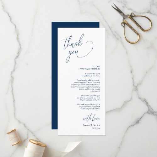 Modern Wedding Dinner Place Setting Thank You Card