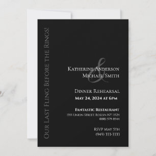 Modern Wedding Dinner Rehearsal-Black and White- Invitation
