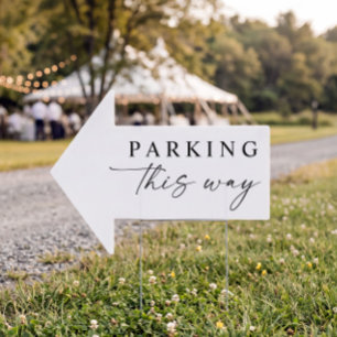Modern Wedding Directional Parking This Way Sign