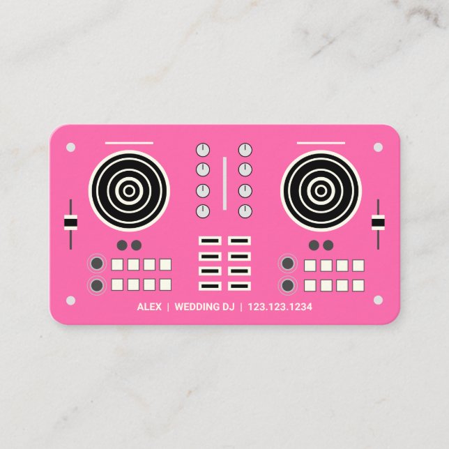 Modern Wedding DJ - Pink Business Card (Front)