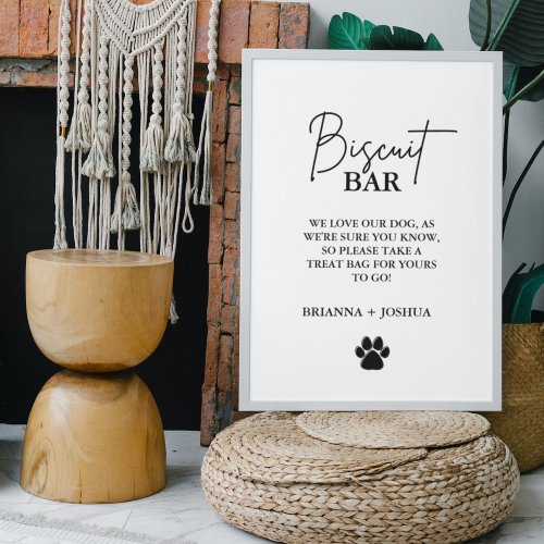 Modern wedding dog treat sign biscuit bar favor