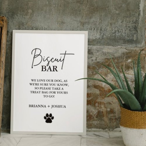 Modern wedding dog treat sign biscuit bar favor