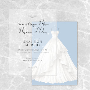 Modern Wedding Dress Blue Background Shower Invitation