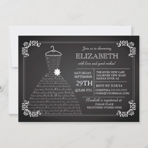 Modern Wedding Dress Bridal Shower Personalized Invitations