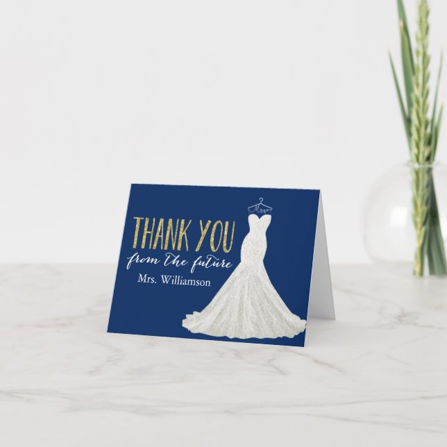 Modern Wedding Dress | Bridal Shower Thank You (Front)