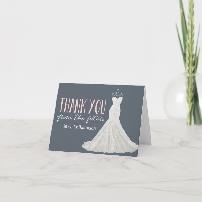 Modern Wedding Dress | Bridal Shower Thank You (Front)